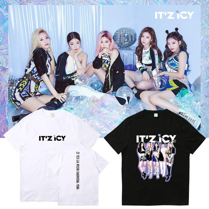 ITZY combination album IT'z ICY surrounding summer loose clothes Kpop short-sleeved Round Collar printing men and women T-shirt