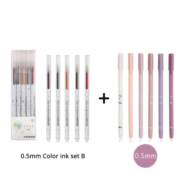 6pcs/set Creative cute Simple small fresh gel pen kawaii Quick drying Cap neutral pen journal supplies