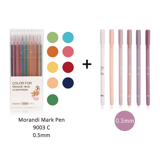 6pcs/set Creative cute Simple small fresh gel pen kawaii Quick drying Cap neutral pen journal supplies