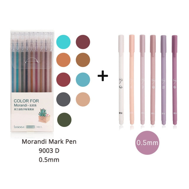 6pcs/set Creative cute Simple small fresh gel pen kawaii Quick drying Cap neutral pen journal supplies