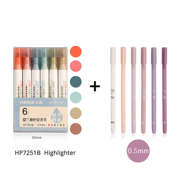 6pcs/set Creative cute Simple small fresh gel pen kawaii Quick drying Cap neutral pen journal supplies