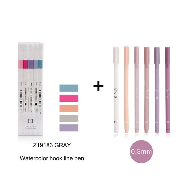 6pcs/set Creative cute Simple small fresh gel pen kawaii Quick drying Cap neutral pen journal supplies