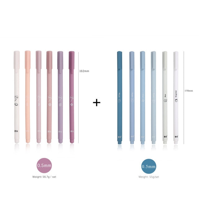 6pcs/set Creative cute Simple small fresh gel pen kawaii Quick drying Cap neutral pen journal supplies