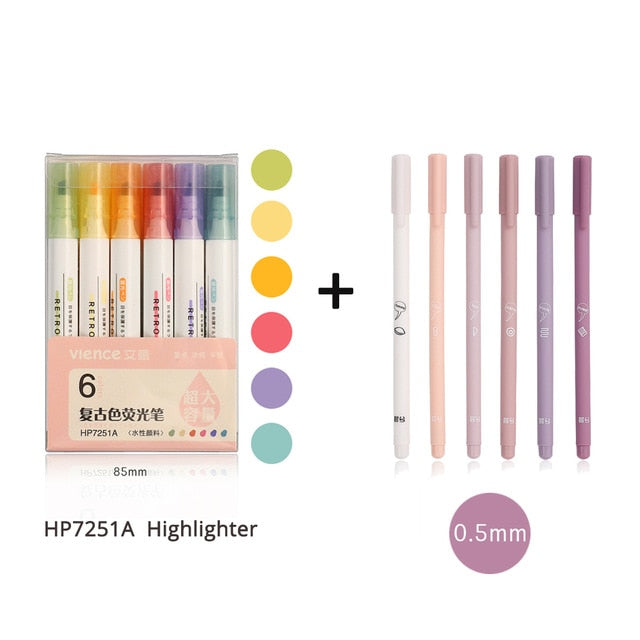 6pcs/set Creative cute Simple small fresh gel pen kawaii Quick drying Cap neutral pen journal supplies
