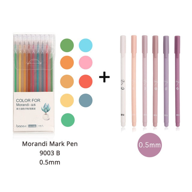 6pcs/set Creative cute Simple small fresh gel pen kawaii Quick drying Cap neutral pen journal supplies