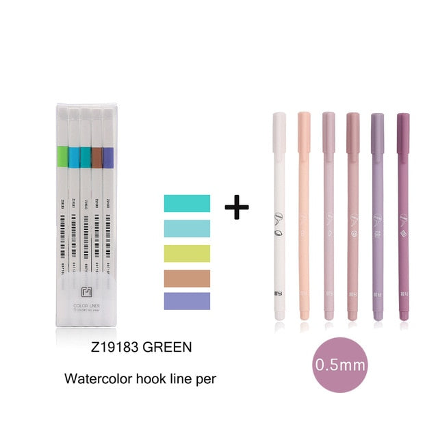 6pcs/set Creative cute Simple small fresh gel pen kawaii Quick drying Cap neutral pen journal supplies