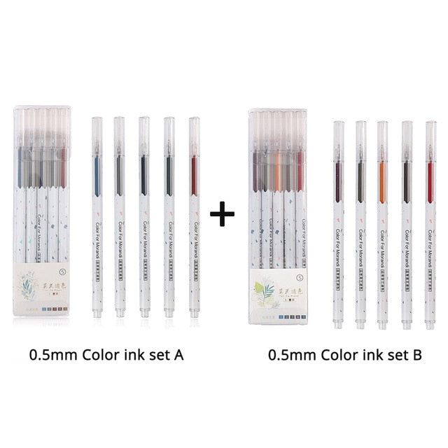6pcs/set Creative cute Simple small fresh gel pen kawaii Quick drying Cap neutral pen journal supplies