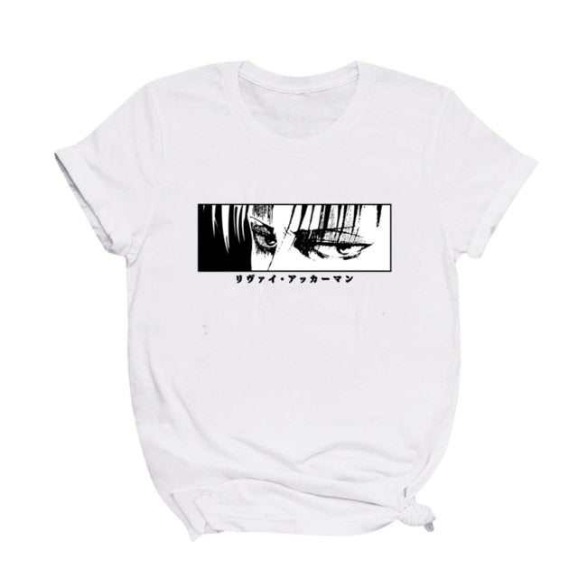 Japanese anime Attack on Titan T-shirt Levi·Ackerman eye print dark punk top Loose Gothic women's T-shirt