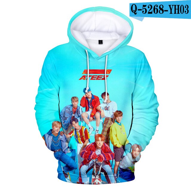K POP KPOP K-POP ATEEZ Album 3D Printed Women/Men Hoodies Sweatshirts Korean Fashion Long Sleeve Fleece Hooded Jacket Tracksuit
