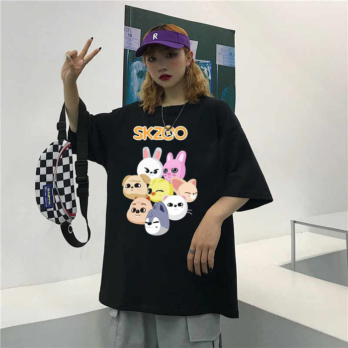 Stray Kids- Skzoo Unisex T-shirt Printed Unisex Summer KPop Women Casual Punk Girls Clothing Tops