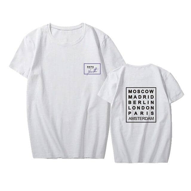 Kpop Newest K-pop DAY6 <Youth in EUROPE> Concert Supporting T-shirt Fashion Kpop DAY6 Short Sleeve Tshirt Summer Cotton Tops Fans Collection that you'll fall in love with. At an affordable price at KPOPSHOP, We sell a variety of K-pop DAY6 <Youth in EUROPE> Concert Supporting T-shirt Fashion Kpop DAY6 Short Sleeve Tshirt Summer Cotton Tops Fans Collection with Free Shipping.