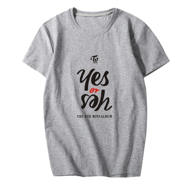 K-pop TWICE 6th Mini Album <Yes or Yes> Supporting T-shirt Kpop TWICE Short Sleeve  Cotton Tops
