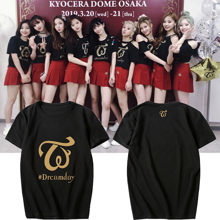 K-pop TWICE DOME TOUR 2019 <Dreamday> Concert Supporting Tshirt Kpop TWICE Short Sleeve T-shirt Cotton Tops