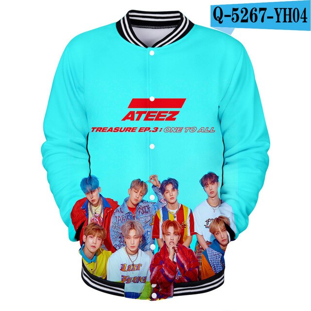 KPOP ATEEZ 3D College Baseball Jacket Feminino  Sweatshirt tshirts for Couple - Kpopshop