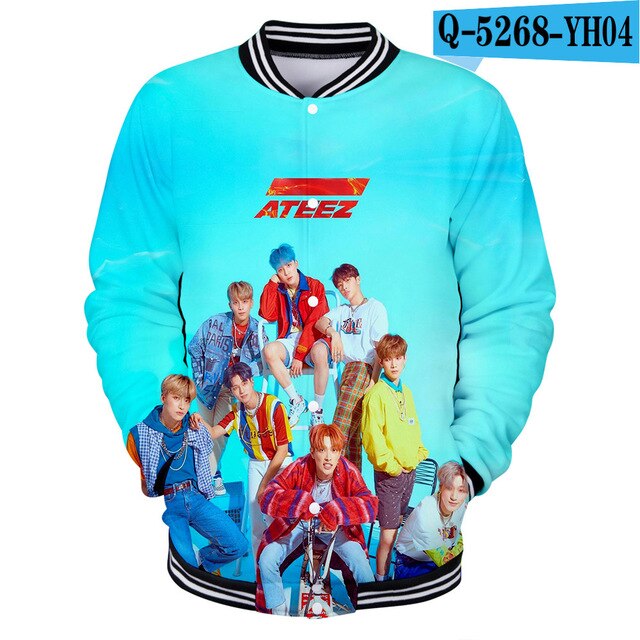KPOP ATEEZ 3D College Baseball Jacket Feminino  Sweatshirt tshirts for Couple - Kpopshop