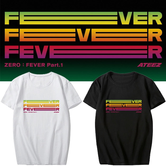 KPOP ATEEZ 5th Mini Album ZERO:FEVER Part.1 Support T-shirt K-pop ATEEZ Short Sleeve Tshirt Summer Loose Tops Fan Collection