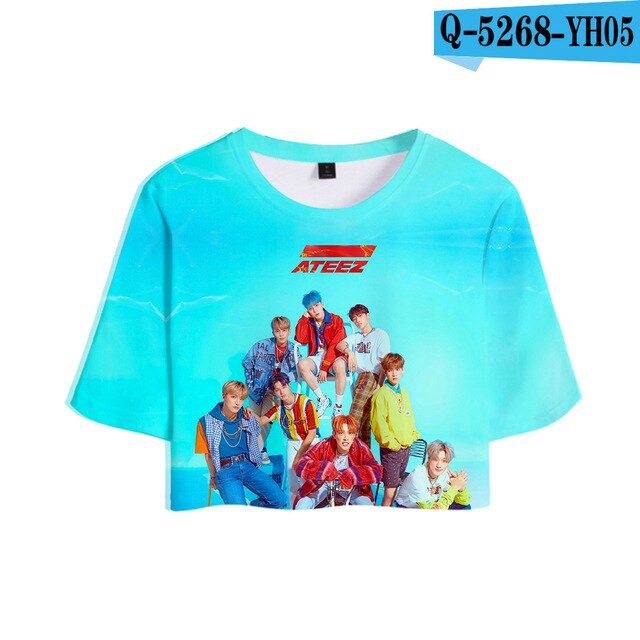 KPOP ATEEZ NEW Album TREASURE EP.3 : One To All Tops Crops Girl t-shirt Short Women Sexy Sale - Kpopshop