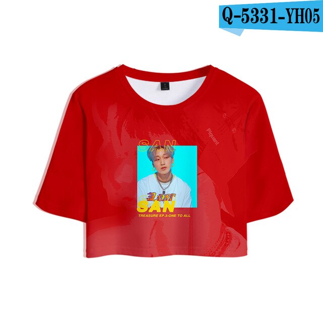 KPOP ATEEZ NEW Album TREASURE EP.3 : One To All Tops Crops Girl t-shirt Short Women Sexy Sale - Kpopshop