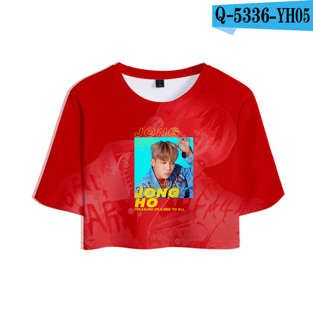 KPOP ATEEZ NEW Album TREASURE EP.3 : One To All Tops Crops Girl t-shirt Short Women Sexy Sale - Kpopshop