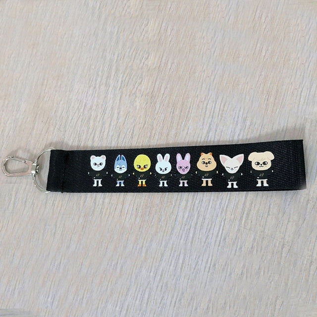 KPOP Boys Group Stray Kids Colorful Laser Name Strip Multi-color Mobile Phone Lanyard Pendant Backpack Zipper Keychain Gift