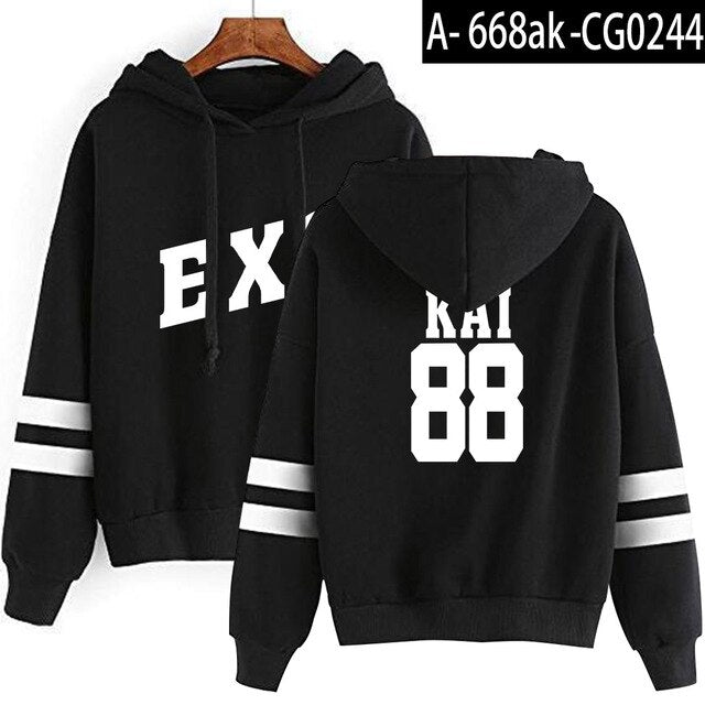 KPOP EXO Hoodies Women/Men Casual Tracksuit Loose Hoodie Sweatshirt Number Printed Korean Soft Cotton Hoodies