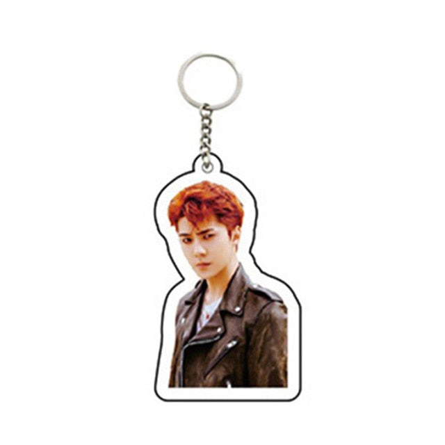KPOP EXO Keychain 5th Album Don't Mess Up My Tempo Chains Keyring Accessories Acrylic Key Ring Jewelry Gift for Women Men
