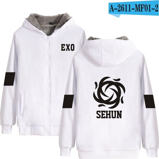 KPOP EXO The Same Style winter hoodie fleece warm Jacket thicken coat long sleeve