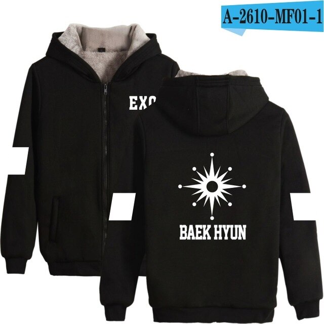 KPOP EXO The Same Style winter hoodie fleece warm Jacket thicken coat long sleeve