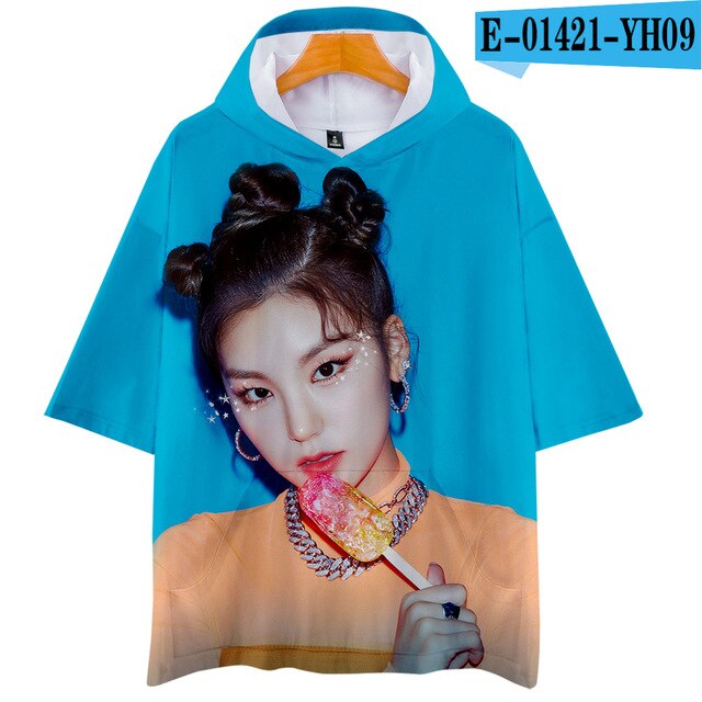 KPOP ITZY DALLA DALLA YEJI Lia RYUJIN CHAERYEONG YUNA 3D print Hooded Men/Women Harajuku hoodie Short sleeve hooded Clothes
