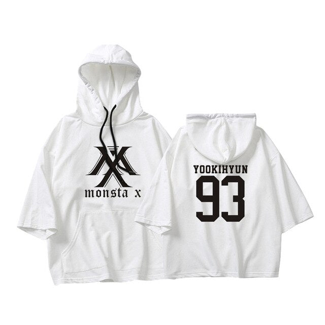 KPOP Korean Hip Hop MONSTA X I.M WONHO MINHYUK Cotton Thin Three Quarter Hoodies Pullovers Hoode Sweatshirts Fans Clothes