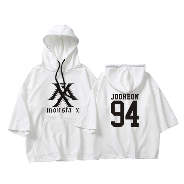KPOP Korean Hip Hop MONSTA X I.M WONHO MINHYUK Cotton Thin Three Quarter Hoodies Pullovers Hoode Sweatshirts Fans Clothes