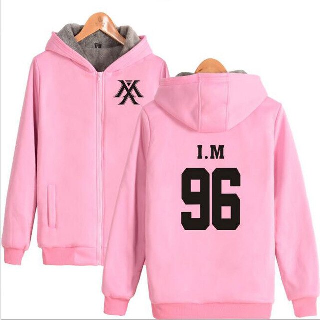 KPOP Monsta X Winter Women Jackets and Coats Korean Fashion K-POP Monsta X Warm Thick Zipper Hooded Sweatshirt K-POP Clothes
