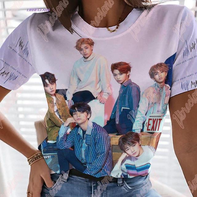 KPOP Stray Kids T Shirt Women StrayKids MINHO JISUNG WOOJIN CHANGBIN FELIX Korean Streetwear