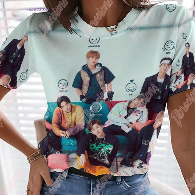 KPOP Stray Kids T Shirt Women StrayKids MINHO JISUNG WOOJIN CHANGBIN FELIX Korean Streetwear