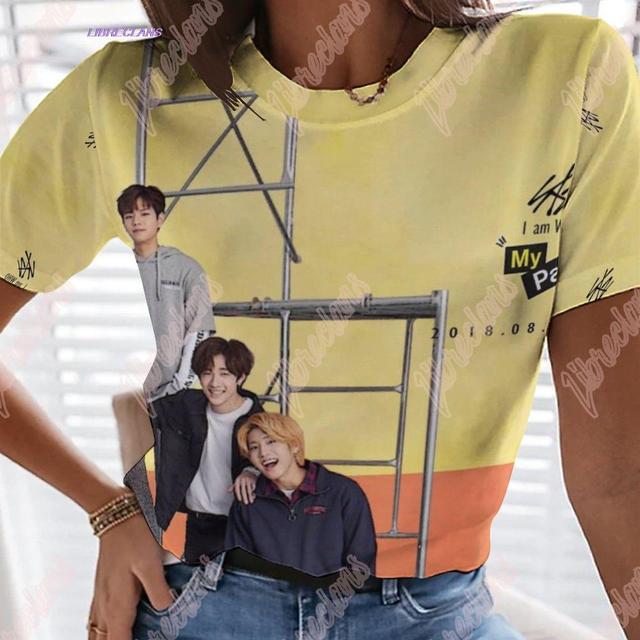 KPOP Stray Kids T Shirt Women StrayKids MINHO JISUNG WOOJIN CHANGBIN FELIX Korean Streetwear