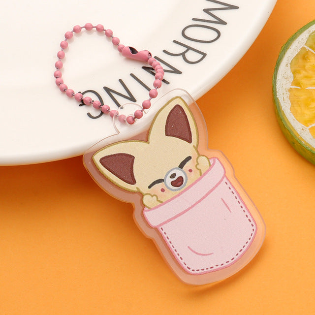 KPOP Stray Kids Cartoon Keychain for Women Men StrayKids Fashion Acrylic Key Ring Holder