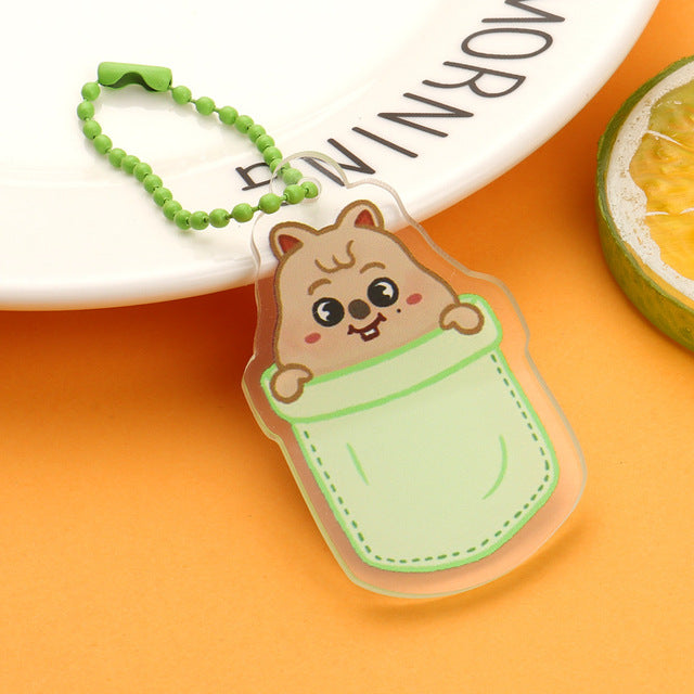KPOP Stray Kids Cartoon Keychain for Women Men StrayKids Fashion Acrylic Key Ring Holder