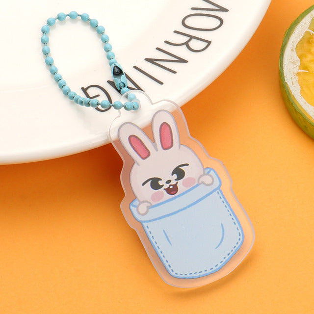KPOP Stray Kids Cartoon Keychain for Women Men StrayKids Fashion Acrylic Key Ring Holder