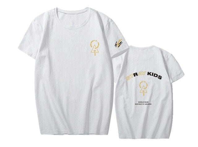 Stray Kids StrayKids Concert District 9 Unlock Short Sleeve T-shirt For Men/Women Korean Streetwear Hip Hop Tee Shirt Sale