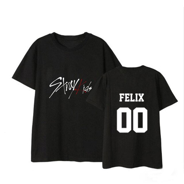 KPOP Stray Kids T Shirt Women Casual Short Sleeve Vogue Clothes Streetwear Tee Shirt Femme Bangchan Jeongin Felix Woojin