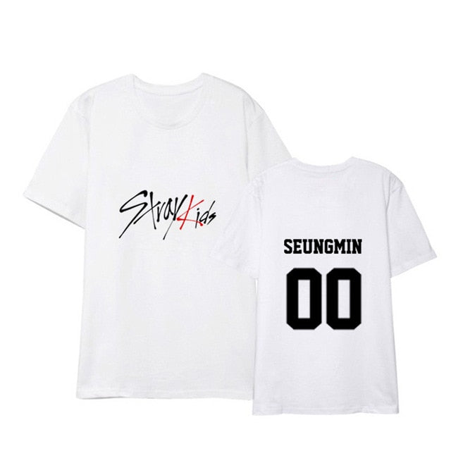 KPOP Stray Kids T Shirt Women Casual Short Sleeve Vogue Clothes Streetwear Tee Shirt Femme Bangchan Jeongin Felix Woojin