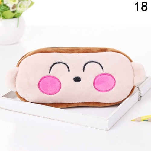 Kawaii Cartoon Pencil Case Plush Cute Handle Pencilcase School Supplies Pencil Bag for Boy Girl Stationery Pouch