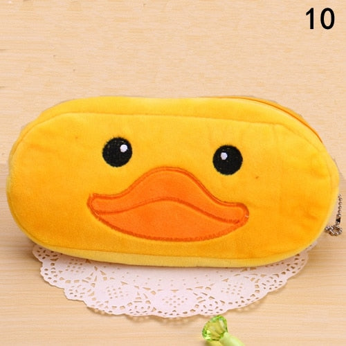 Kawaii Cartoon Pencil Case Plush Cute Handle Pencilcase School Supplies Pencil Bag for Boy Girl Stationery Pouch