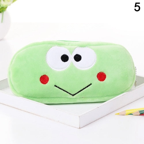 Kawaii Cartoon Pencil Case Plush Cute Handle Pencilcase School Supplies Pencil Bag for Boy Girl Stationery Pouch