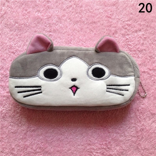 Kawaii Cartoon Pencil Case Plush Cute Handle Pencilcase School Supplies Pencil Bag for Boy Girl Stationery Pouch