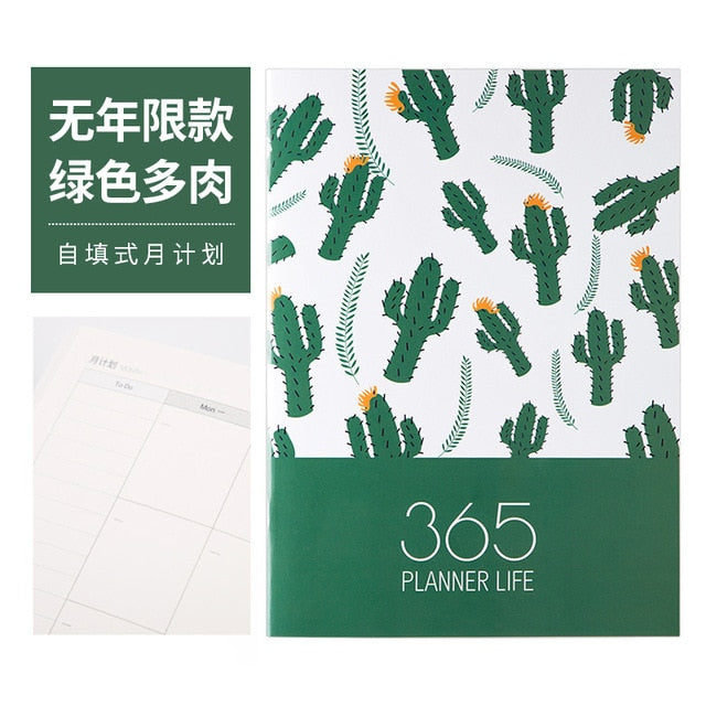 2021 A4 Monthly Plan Notebook Organizer 365 Days Journals DIY Planner Weekly Notepad Kpop Stationery Gift