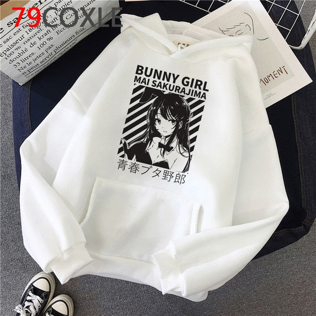 Kawaii Japanese Anime Hoodies Tearful Girl Graphic Hoodie Funny Sad Girl Streetwear Winter  Unisex Sweatshirt Female