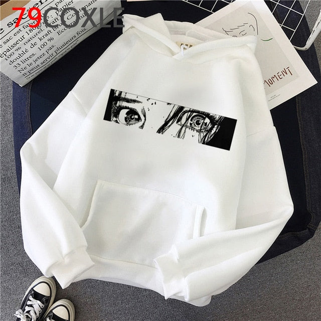 Kawaii Japanese Anime Hoodies Tearful Girl Graphic Hoodie Funny Sad Girl Streetwear Winter  Unisex Sweatshirt Female