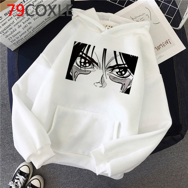 Kawaii Japanese Anime Hoodies Tearful Girl Graphic Hoodie Funny Sad Girl Streetwear Winter  Unisex Sweatshirt Female