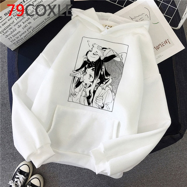 Kawaii Japanese Anime Hoodies Tearful Girl Graphic Hoodie Funny Sad Girl Streetwear Winter  Unisex Sweatshirt Female